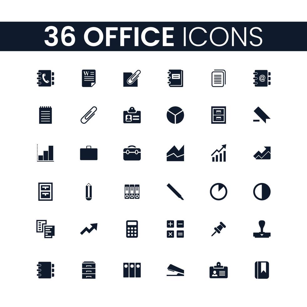 36 Office Icons Set. Office Icons Pack. Collection of Icons. Editable vector stroke.