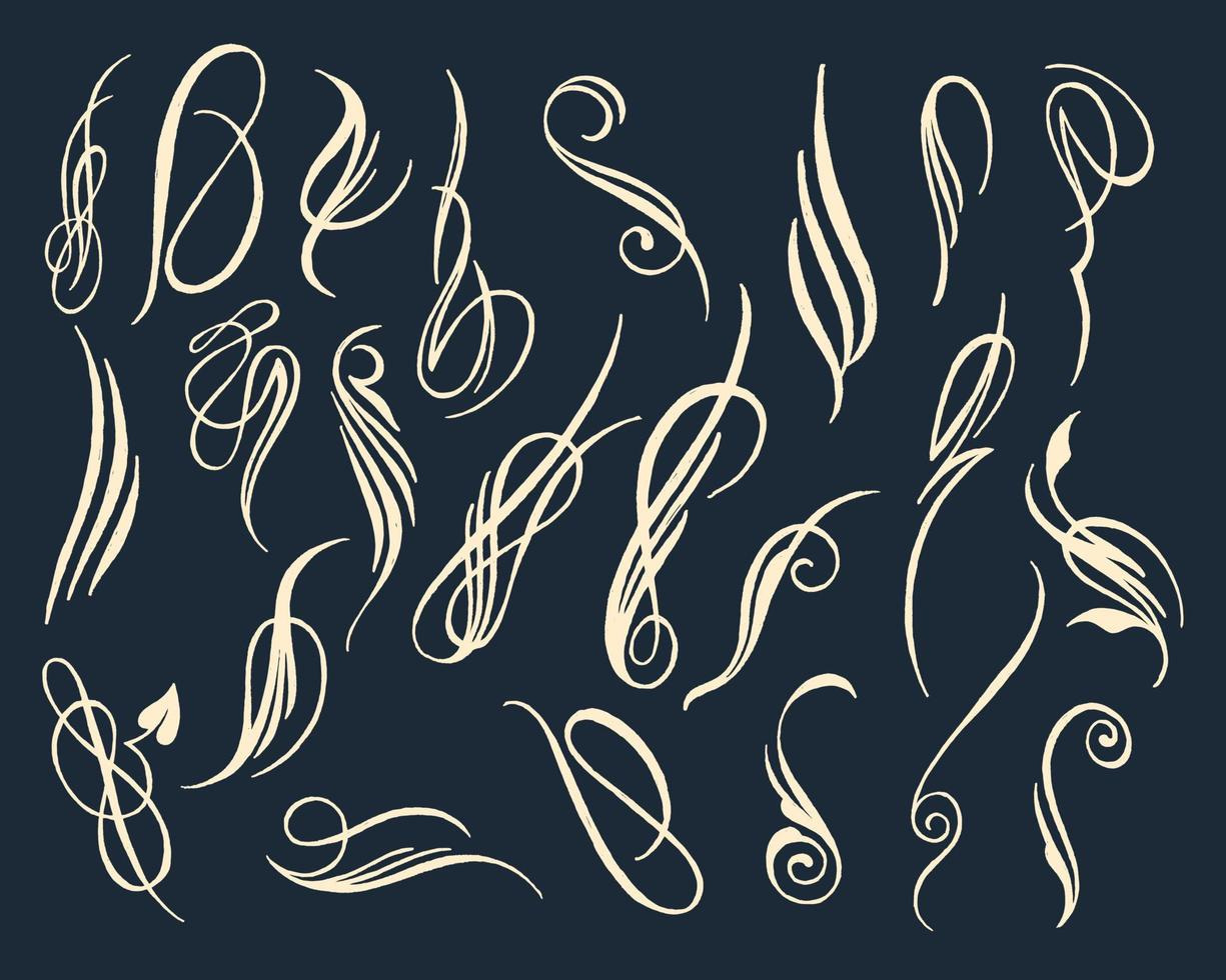 different hand written flourishes elements. signs and symbols of hand written flourishes. vector