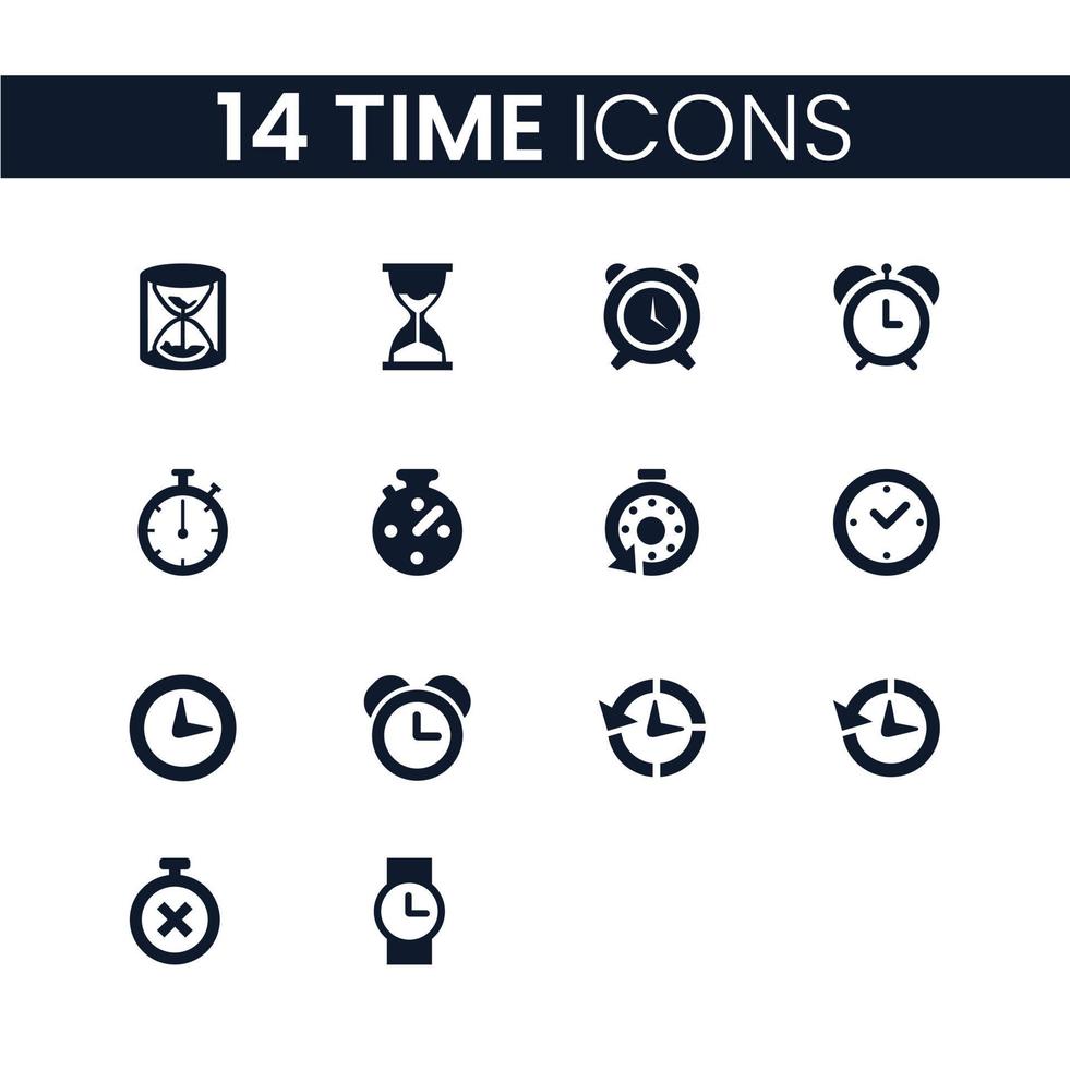 14 Time Icons Set. Time Icons Pack. Time Collection of Icons. vector