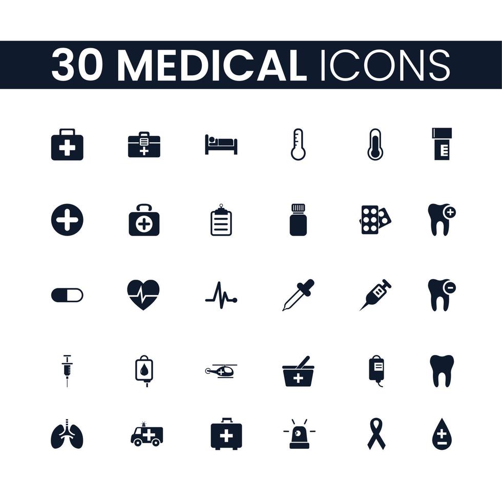 30 Medical Icons Set. Medical Icons Pack. Collection of Icons. Editable vector stroke.
