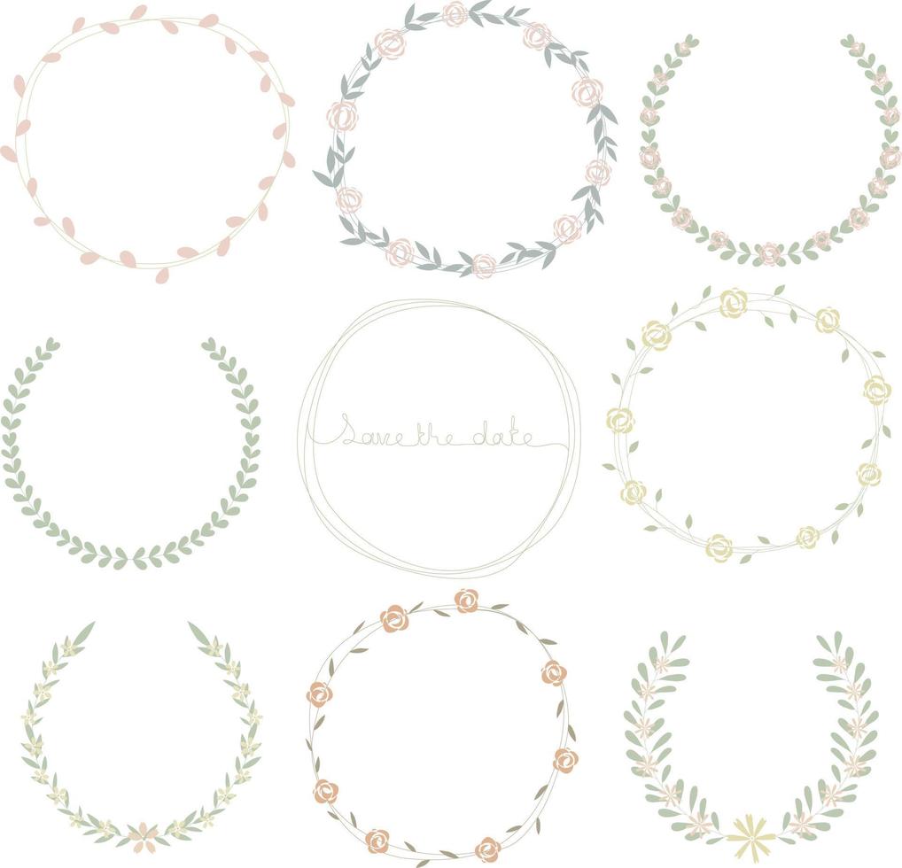 9 floral frames 2 different elements for decoration vector