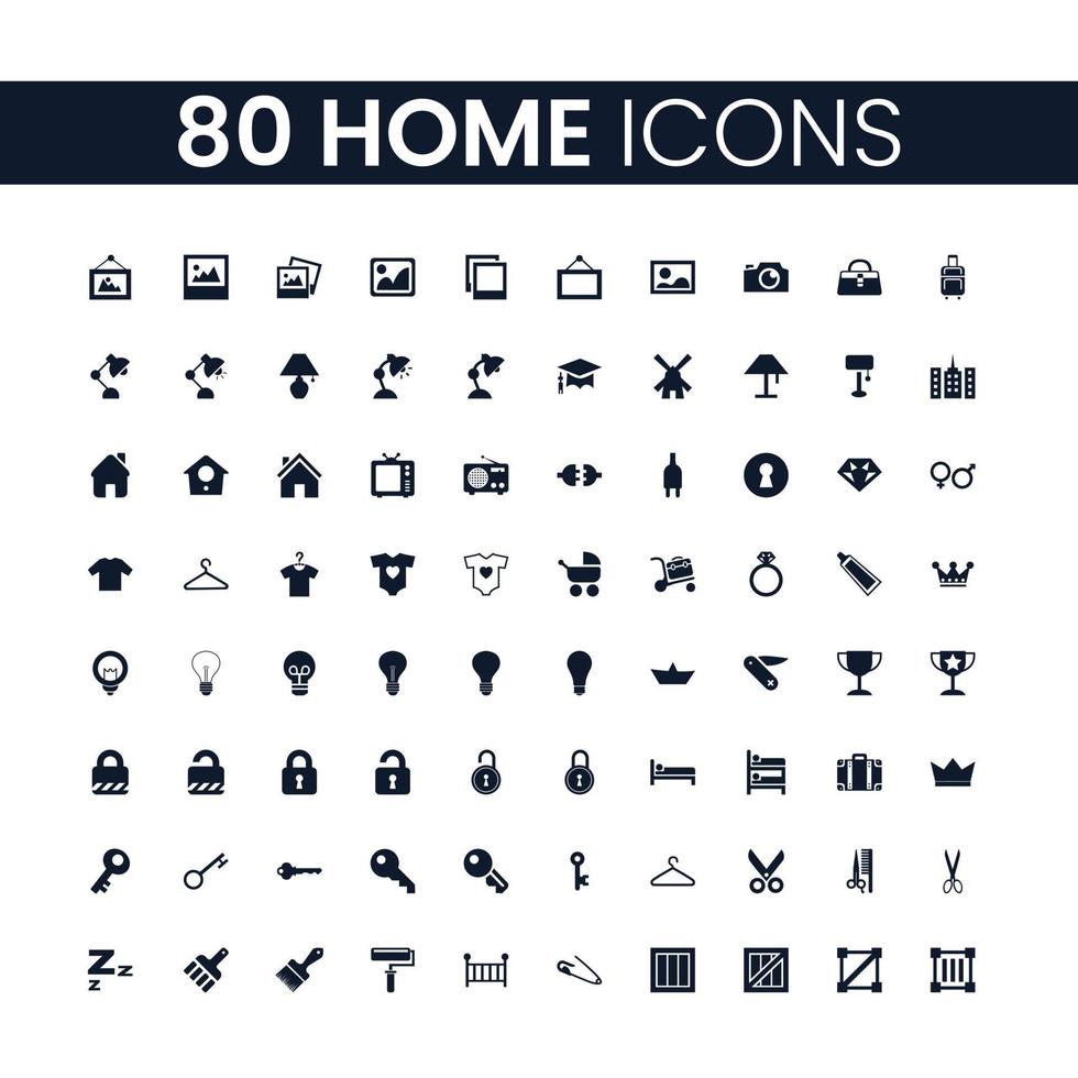 Conjunto de 80 iconos de inicio. paquete de iconos de inicio. colección de iconos. trazo vectorial editable. vector