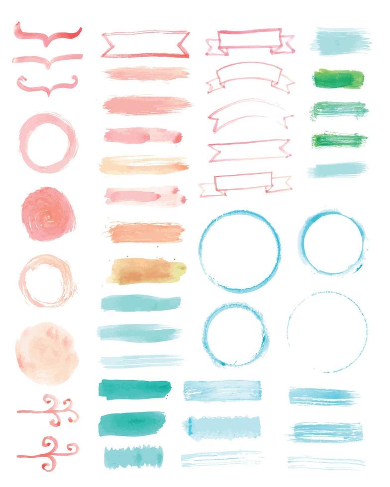 colorful different watercolor elements 02. signs and symbols of watercolor. vector