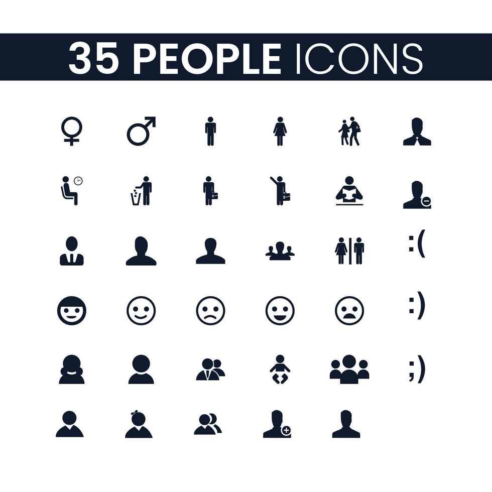 Conjunto de iconos de 35 personas. paquete de iconos de personas. colección de iconos. trazo vectorial editable. vector