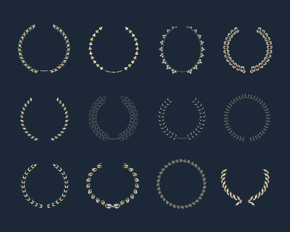 different hand written laurels elements. signs and symbols of hand written laurels. vector