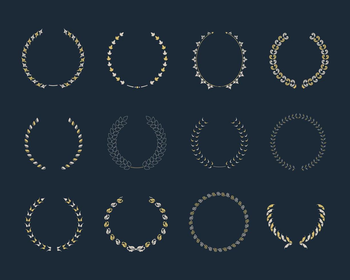 diferentes elementos de laureles escritos a mano. signos y símbolos de laureles escritos a mano. vector