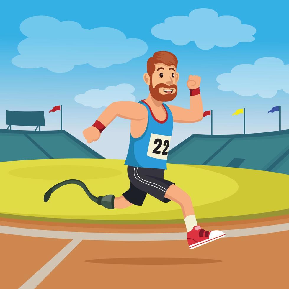Paralympic Runner Compete in  Stadium vector