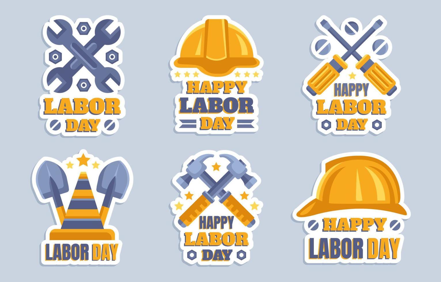 Sticker Set of Labor Day vector