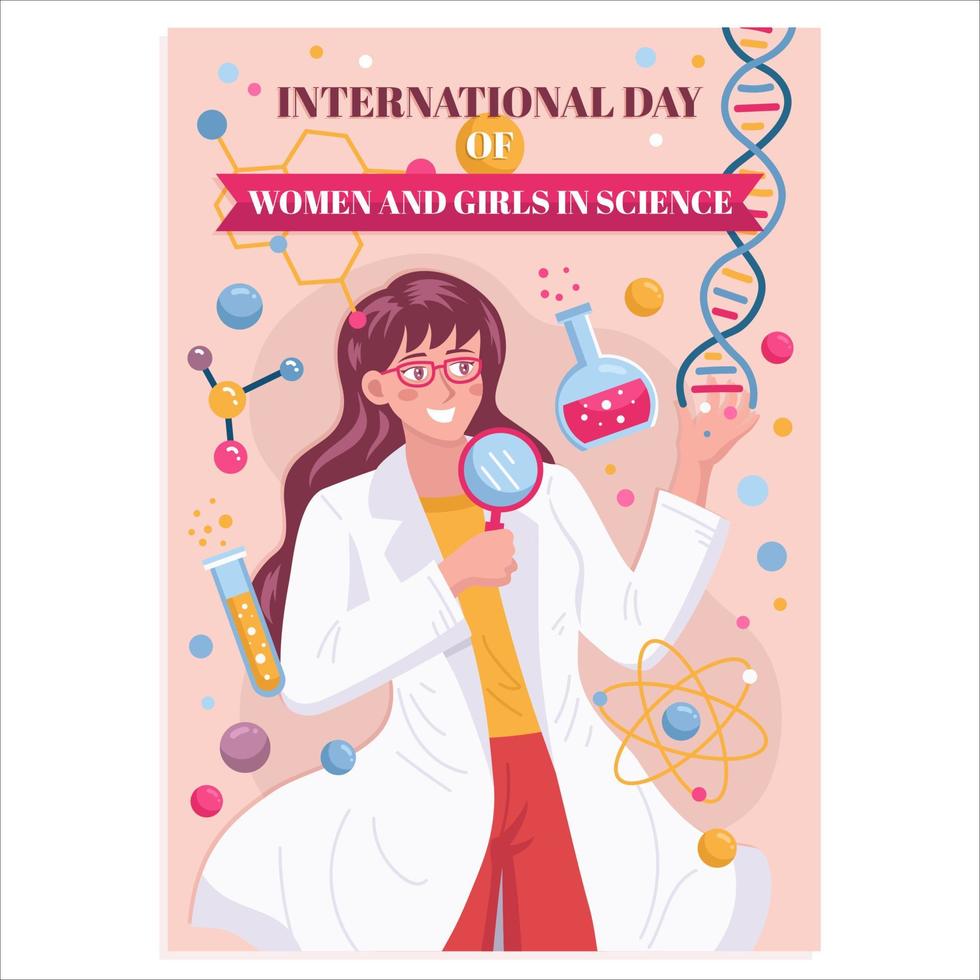 cartel del día internacional de la mujer en la ciencia vector