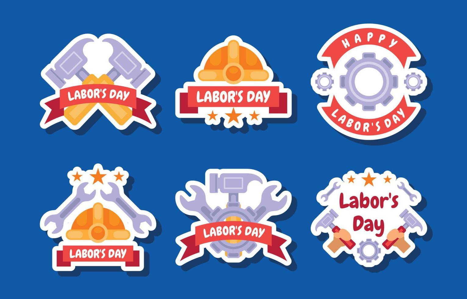 Happy Labor's Day Sticker Pack Collection vector