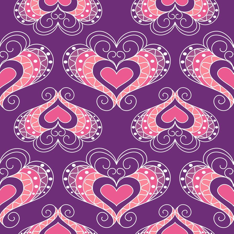 Seamless texture with lacy hearts. Love seamless pattern background. Valentine's day vector pattern.