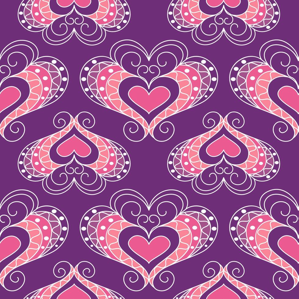 Seamless texture with lacy hearts. Love seamless pattern background. Valentine's day vector pattern.