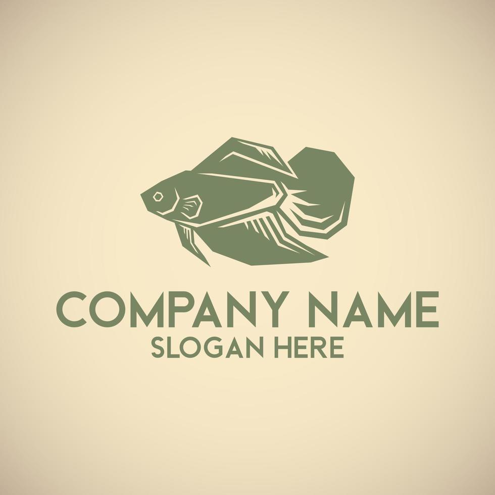 Vintage logo template of betta fish vector