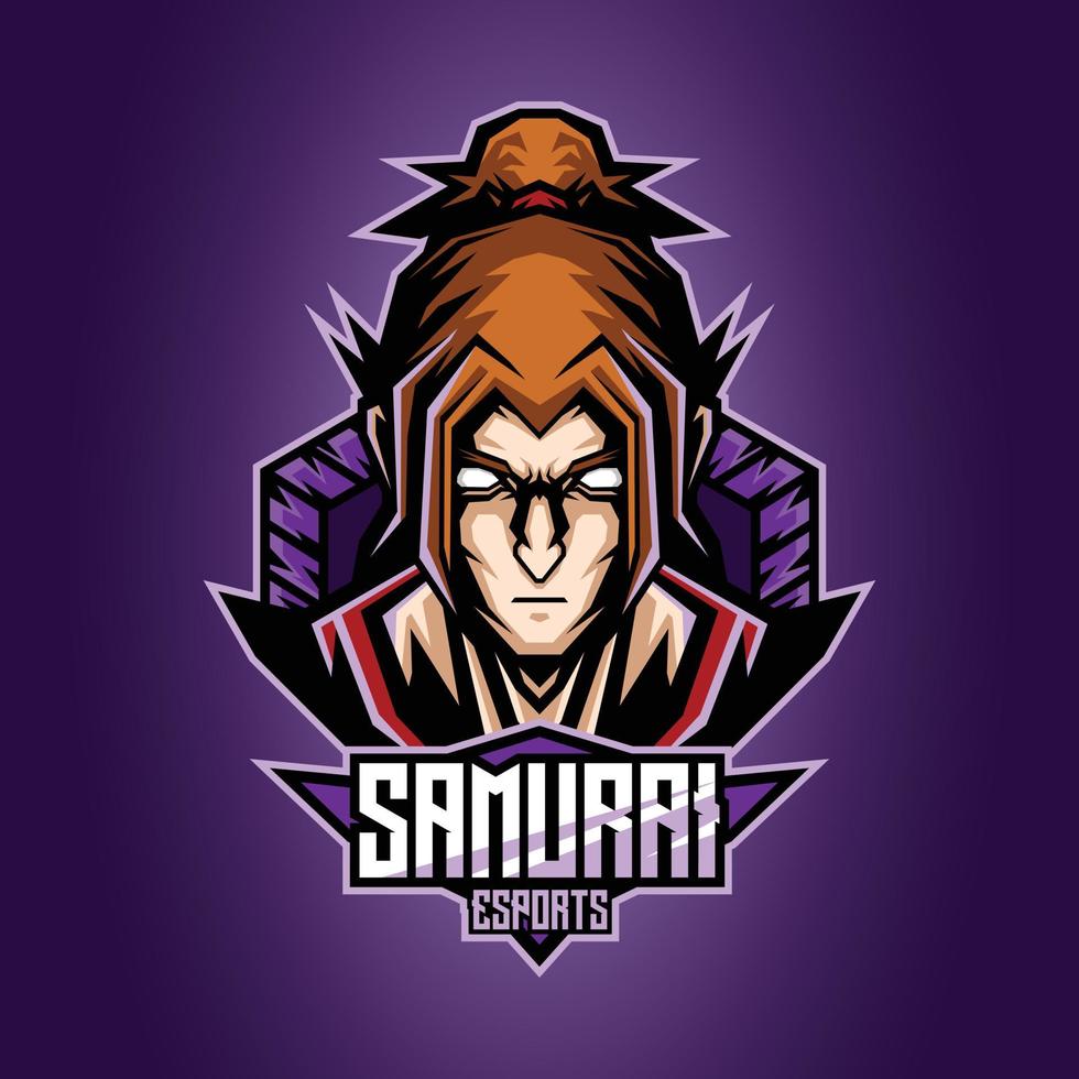 mascota de esport de samurai head vector