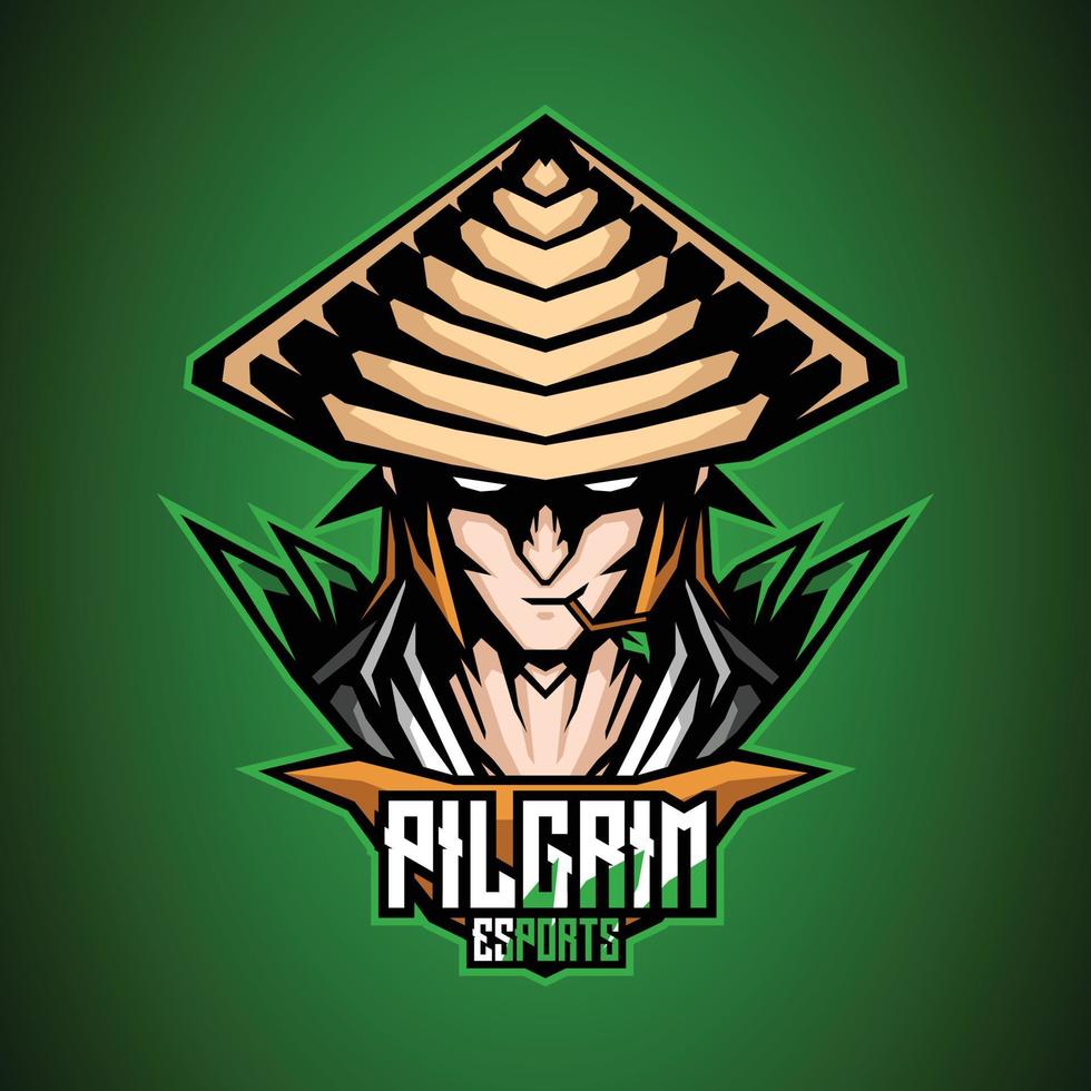 Esport mascot of asian pilgrim head vector