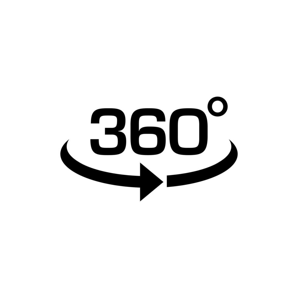 vector icono de la aplicación de 360 grados para una vista de área de 360 grados. Adecuado para elementos de diseño de cámara 360, pantalla tridimensional y tecnología vr.