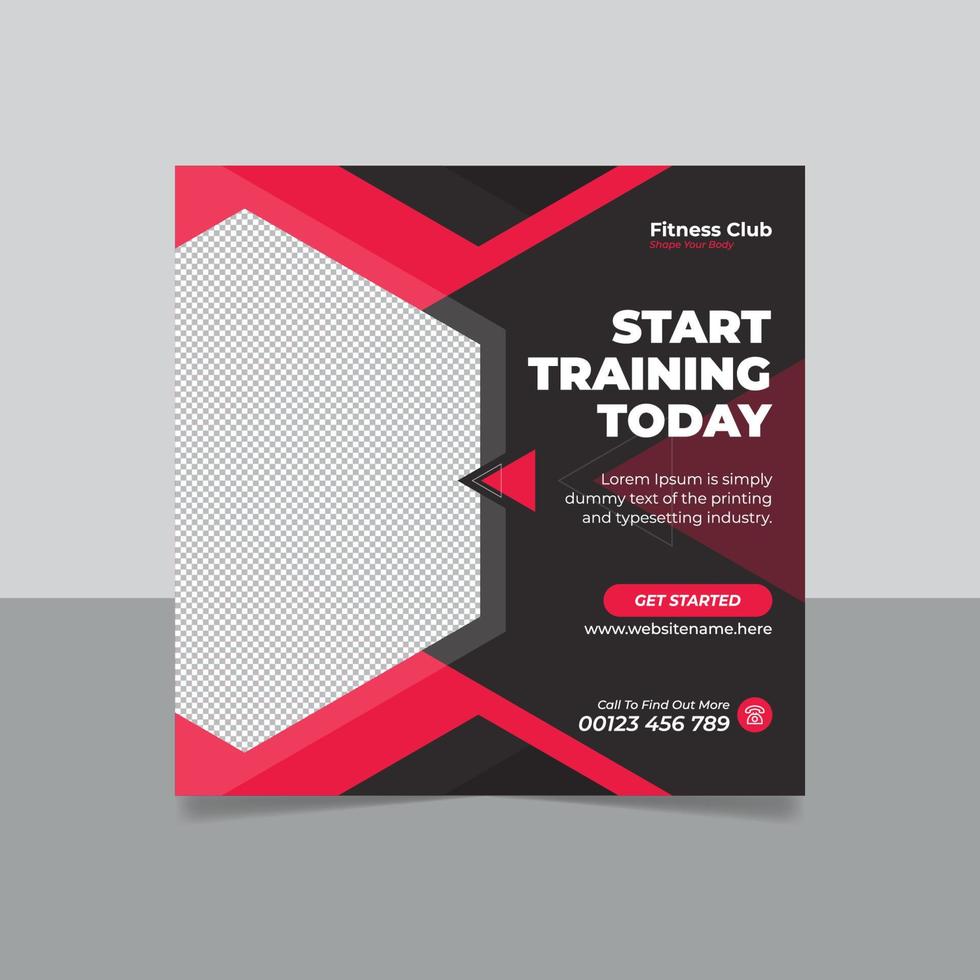 Fitness gym promotion social media post web banner square flyer template design vector