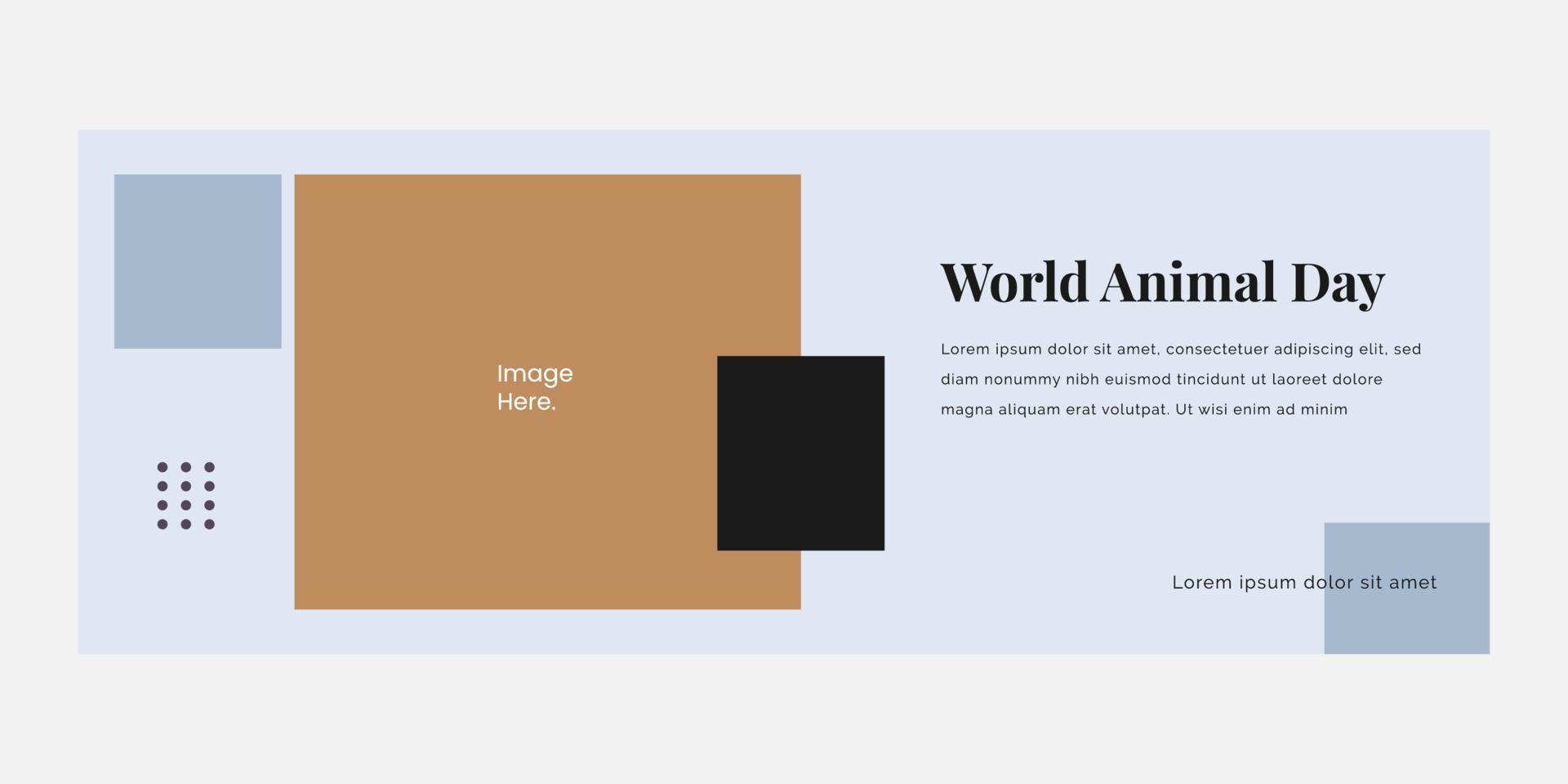 Plantilla de banner creativo del día mundial de los animales, adecuada para herramientas de marketing y redes sociales de contenido. vector