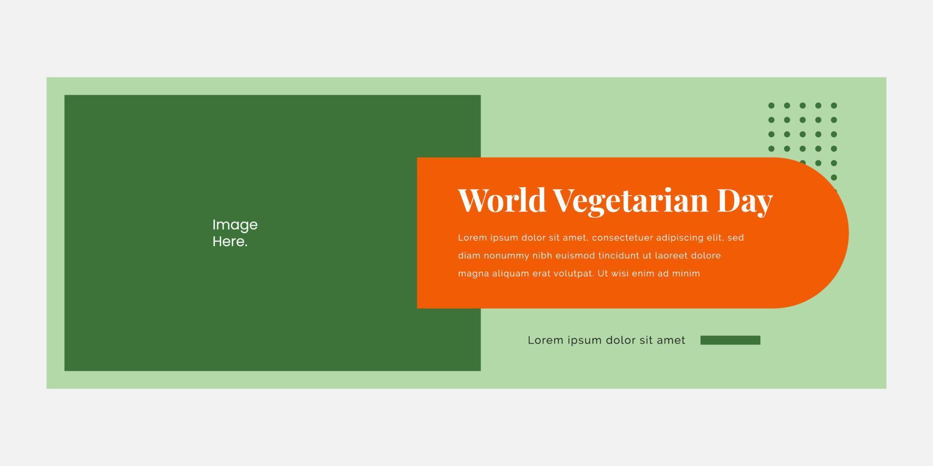 Vegetarian day creative banner template, suitable for marketing tool and content media social vector