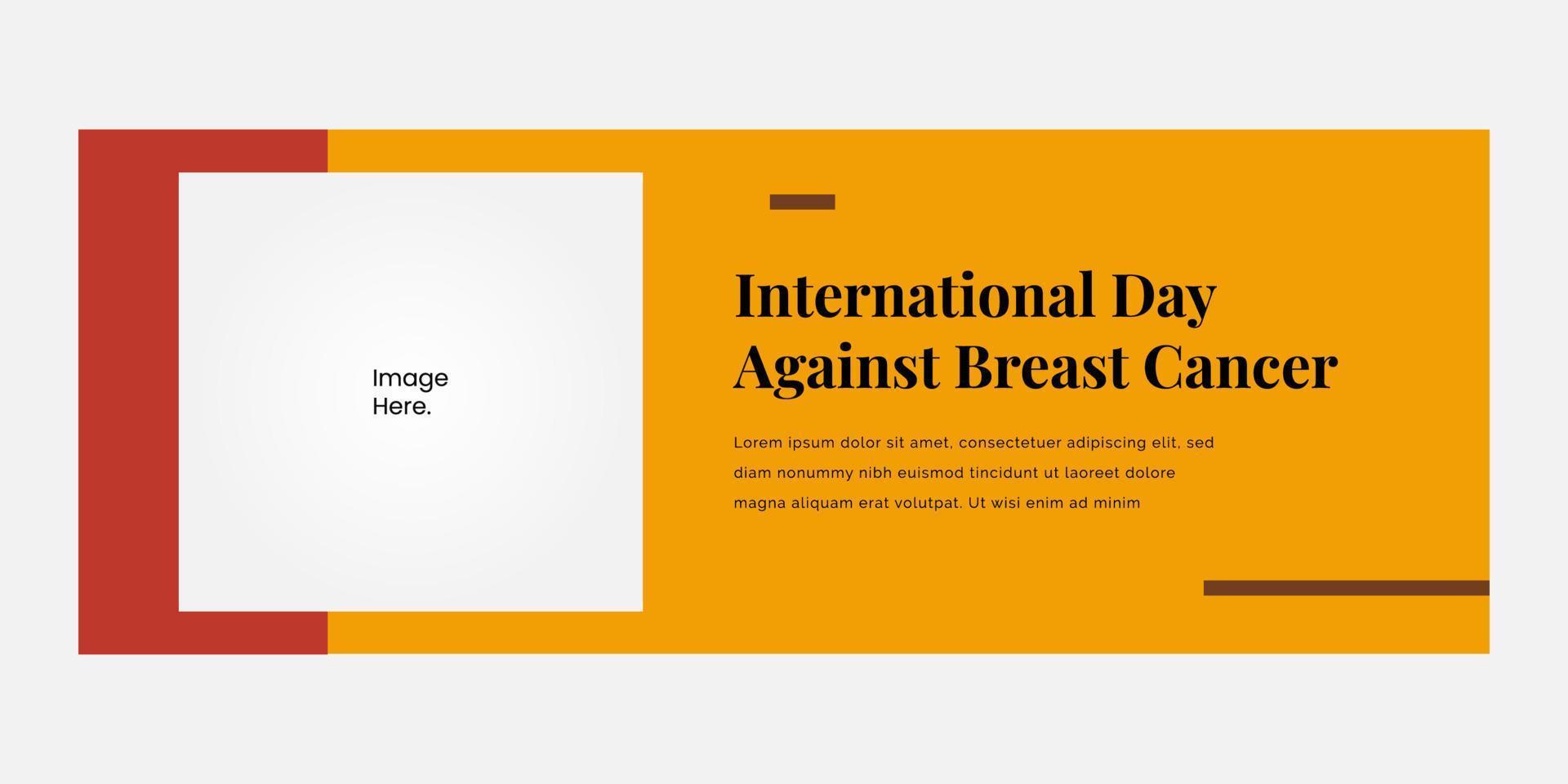 International against breast cancer creative banner template, suitable for marketing tool and content media social vector