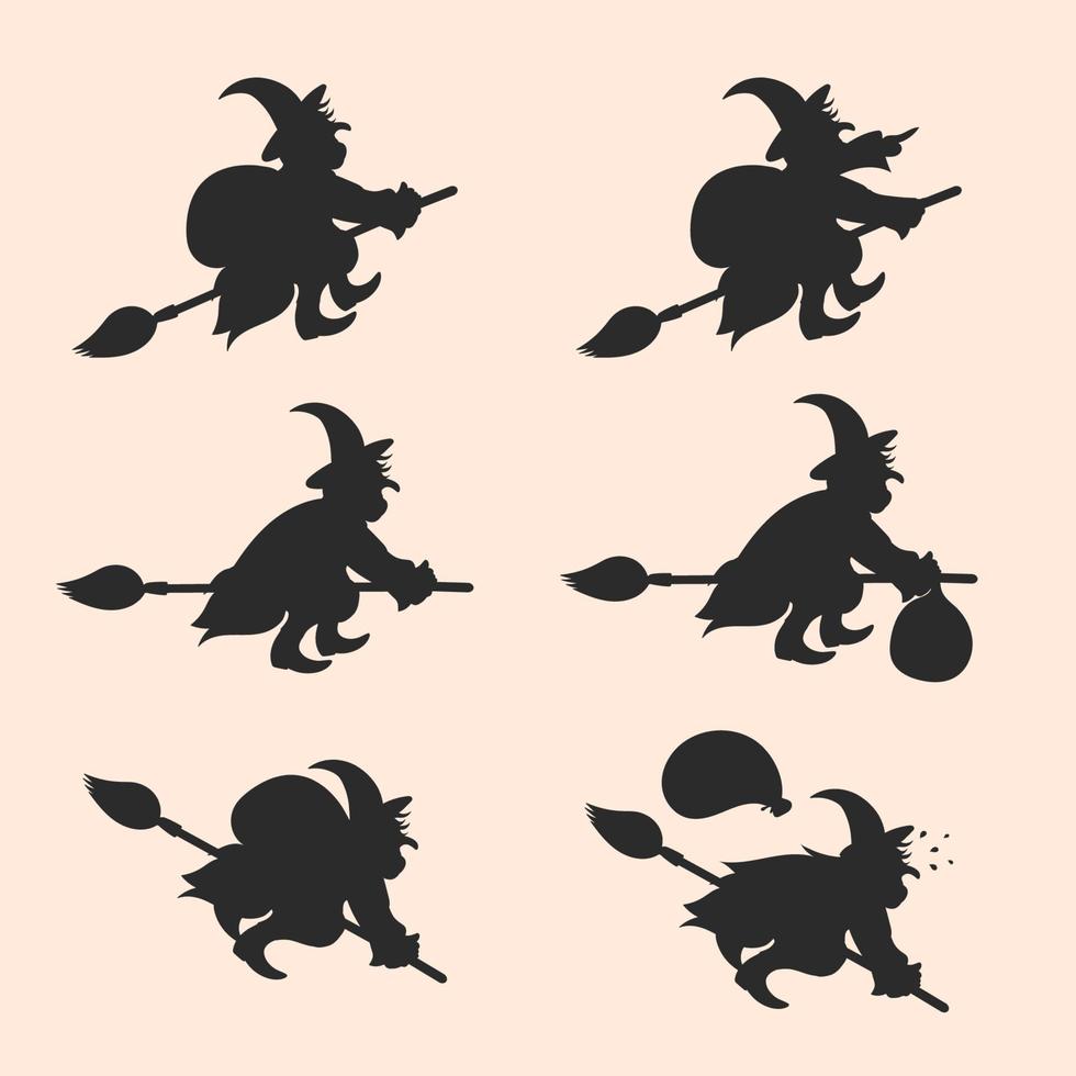 Befana Cartoon set. Vector illustration