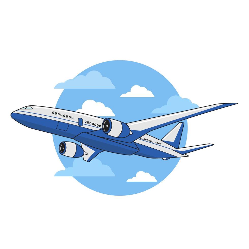 Ilustración de avión, vista de un avión volador. vector