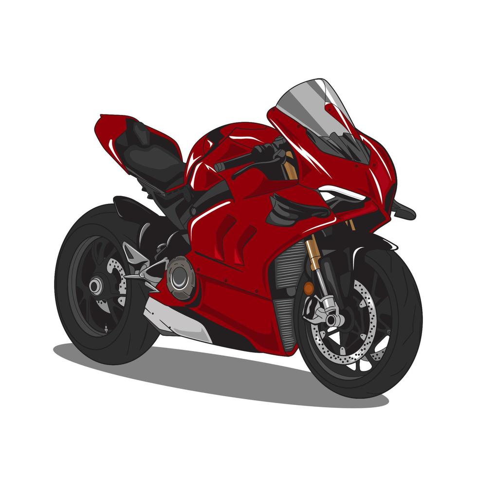 Ilustración vectorial de una motocicleta deportiva roja sobre fondo blanco. vector