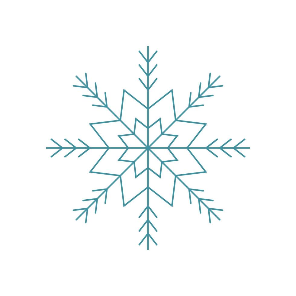 Blue snowflake. Icon logo design. Ice crystal winter symbol. Template for winter design. vector