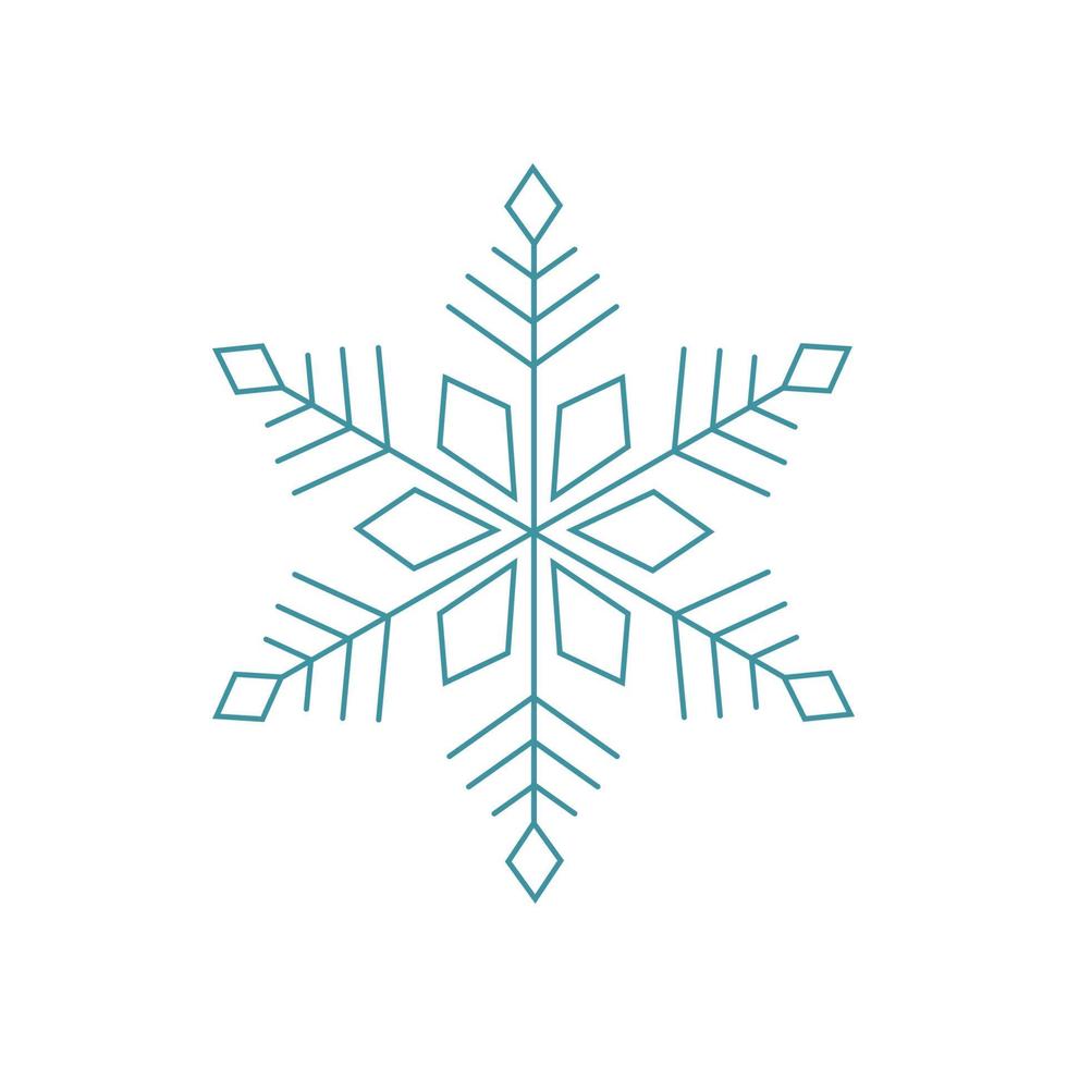 Blue snowflake. Icon logo design. Ice crystal winter symbol. Template for winter design. vector