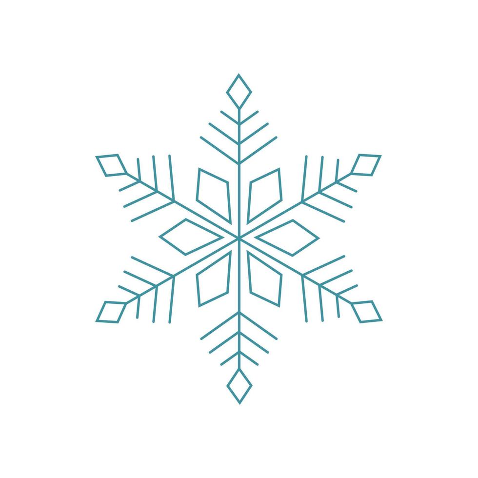 Blue snowflake. Icon logo design. Ice crystal winter symbol. Template for winter design. vector