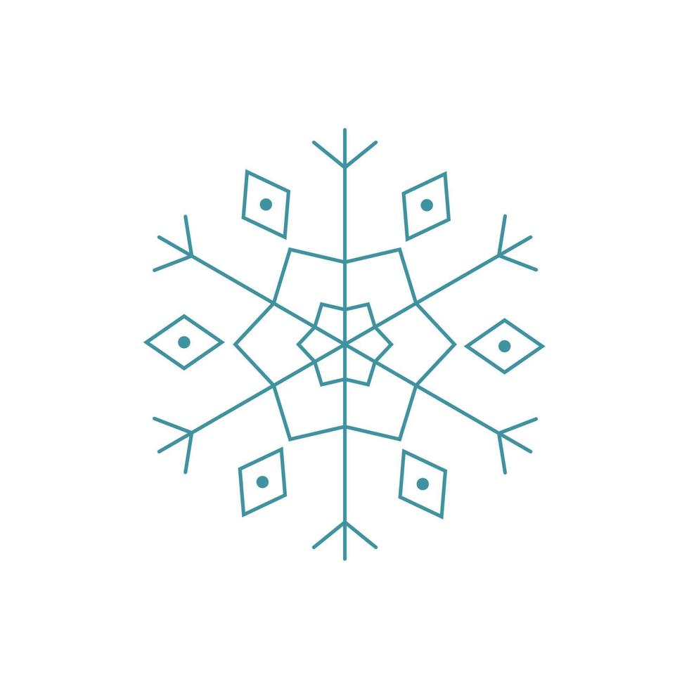 Blue snowflake. Icon logo design. Ice crystal winter symbol. Template for winter design. vector