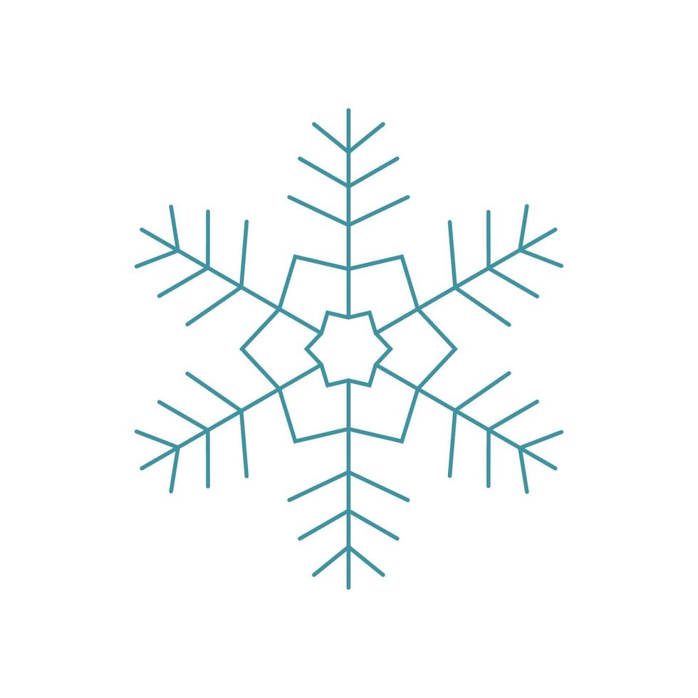 Blue snowflake. Icon logo design. Ice crystal winter symbol. Template for winter design. vector