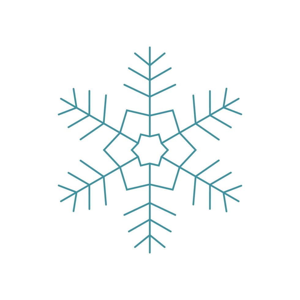 Blue snowflake. Icon logo design. Ice crystal winter symbol. Template for winter design. vector