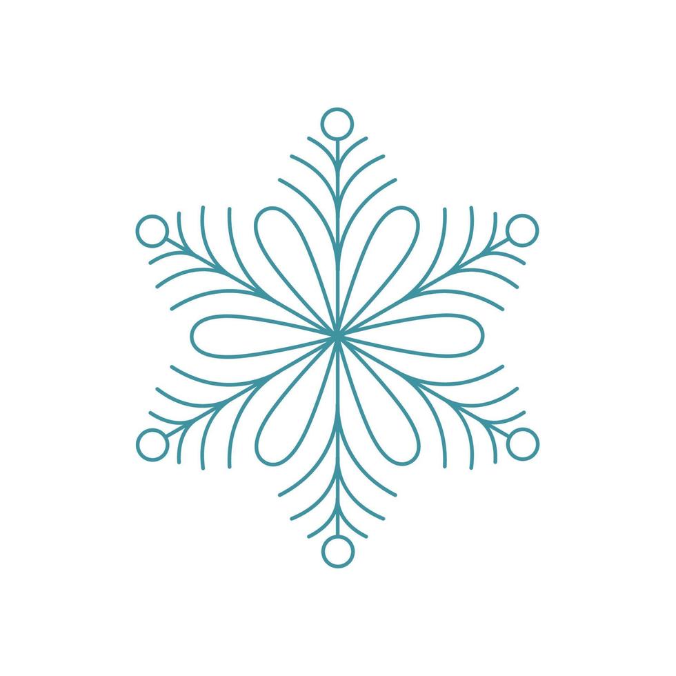 Blue snowflake. Icon logo design. Ice crystal winter symbol. Template for winter design. vector