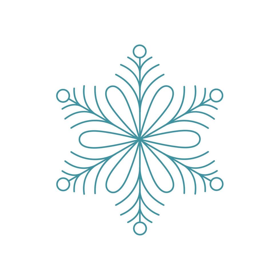 Blue snowflake. Icon logo design. Ice crystal winter symbol. Template for winter design. vector