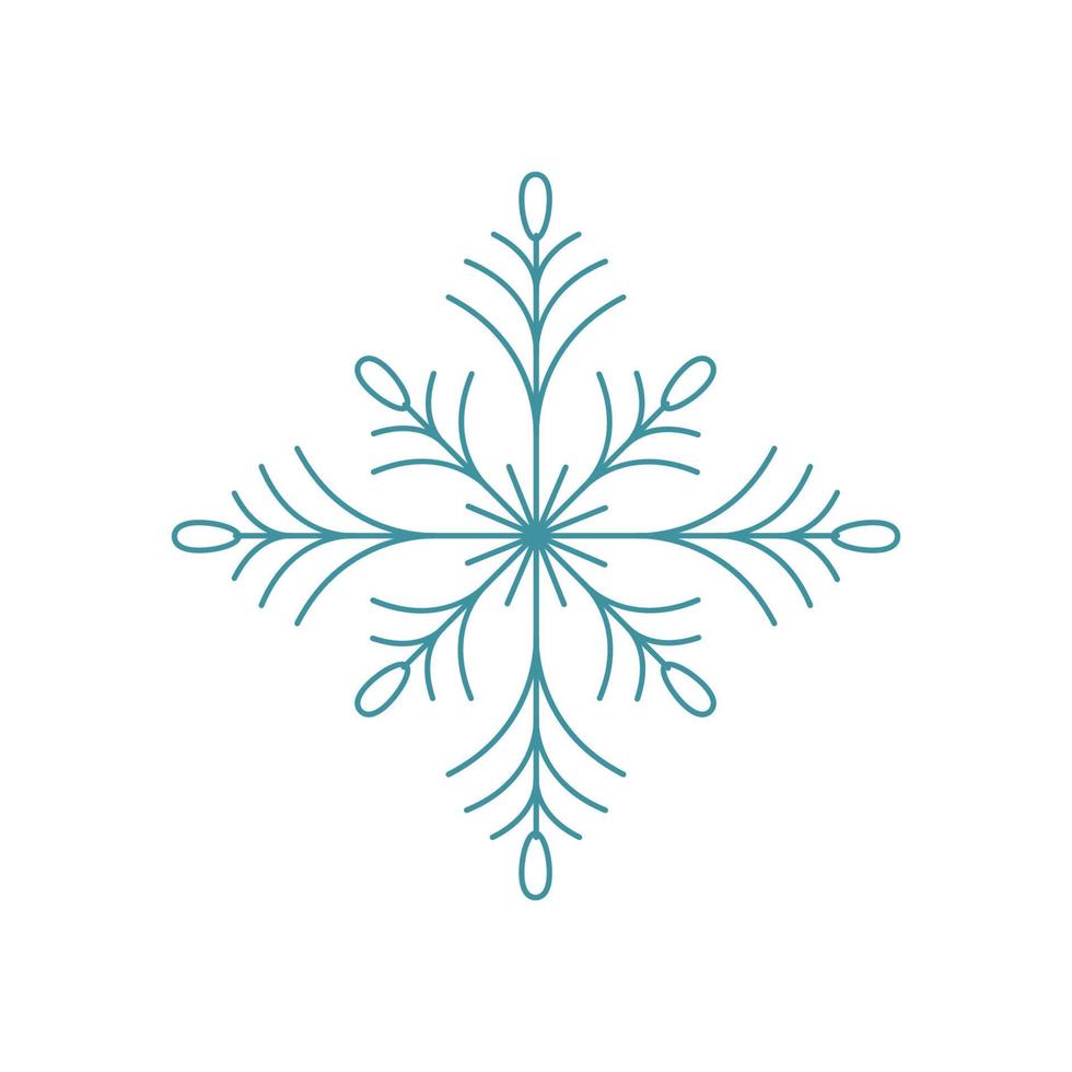 Blue snowflake. Icon logo design. Ice crystal winter symbol. Template for winter design. vector
