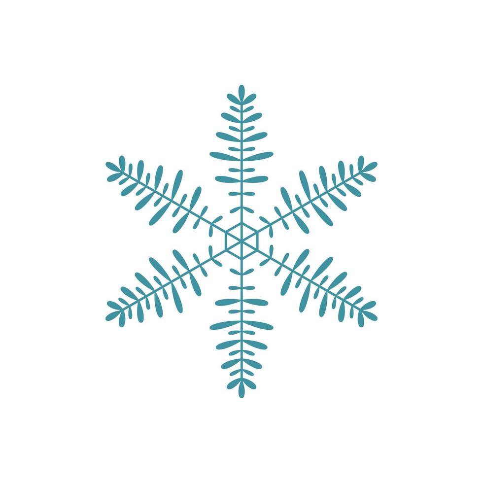Blue snowflake. Icon logo design. Ice crystal winter symbol. Template for winter design. vector