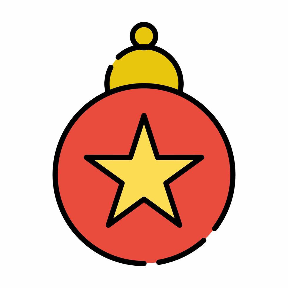 icono de bola de navidad en estilo de línea plana vector