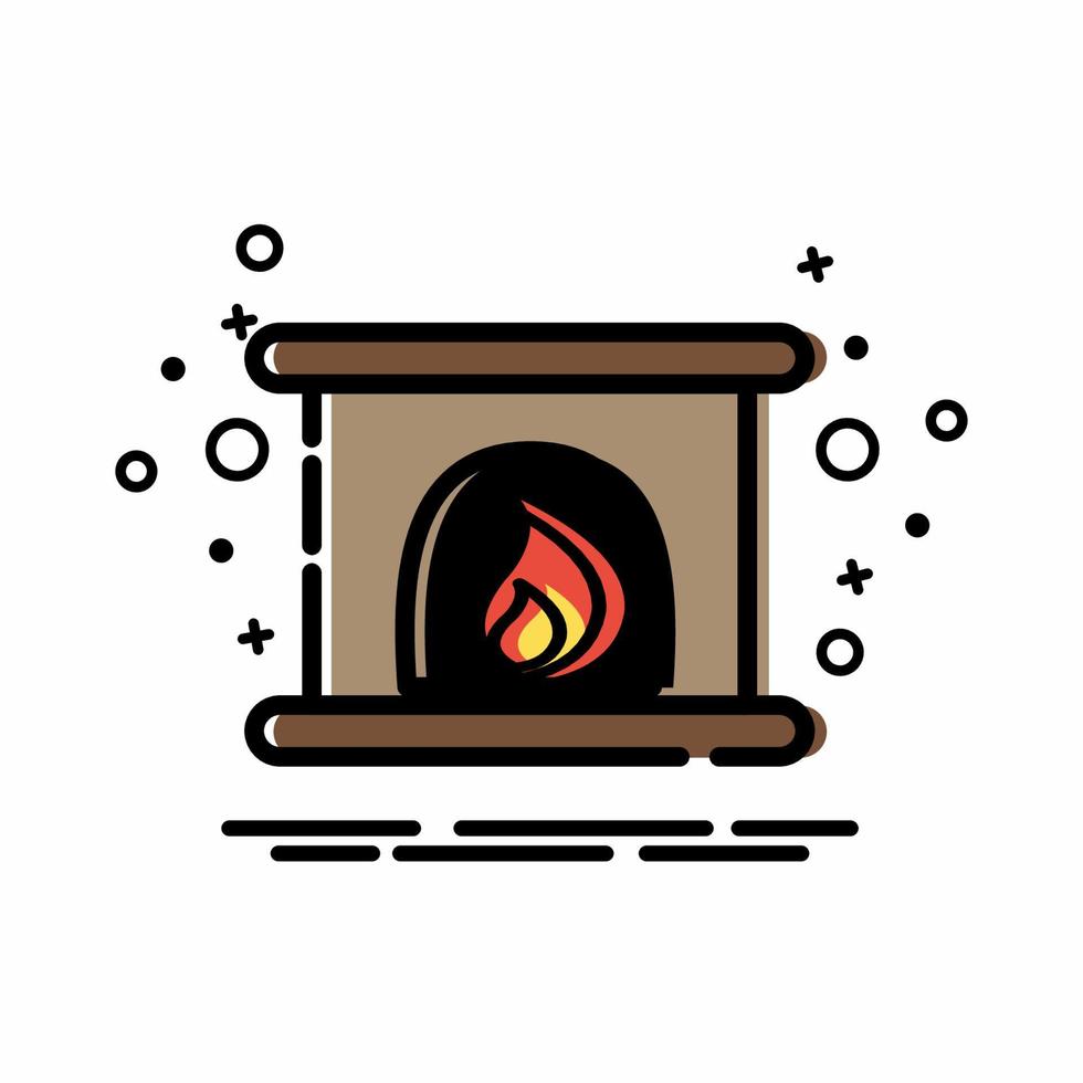 Fireplace Icon Colorful Style vector