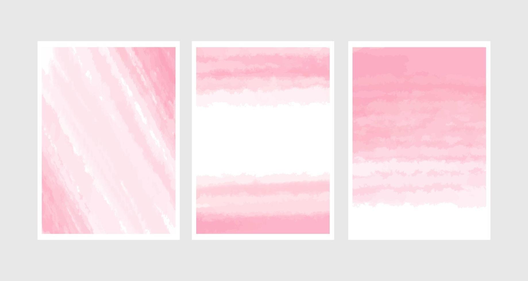 colección de plantilla de fondo de tarjeta de invitación 5x7 salpicaduras de lavado húmedo acuarela rosa claro vector