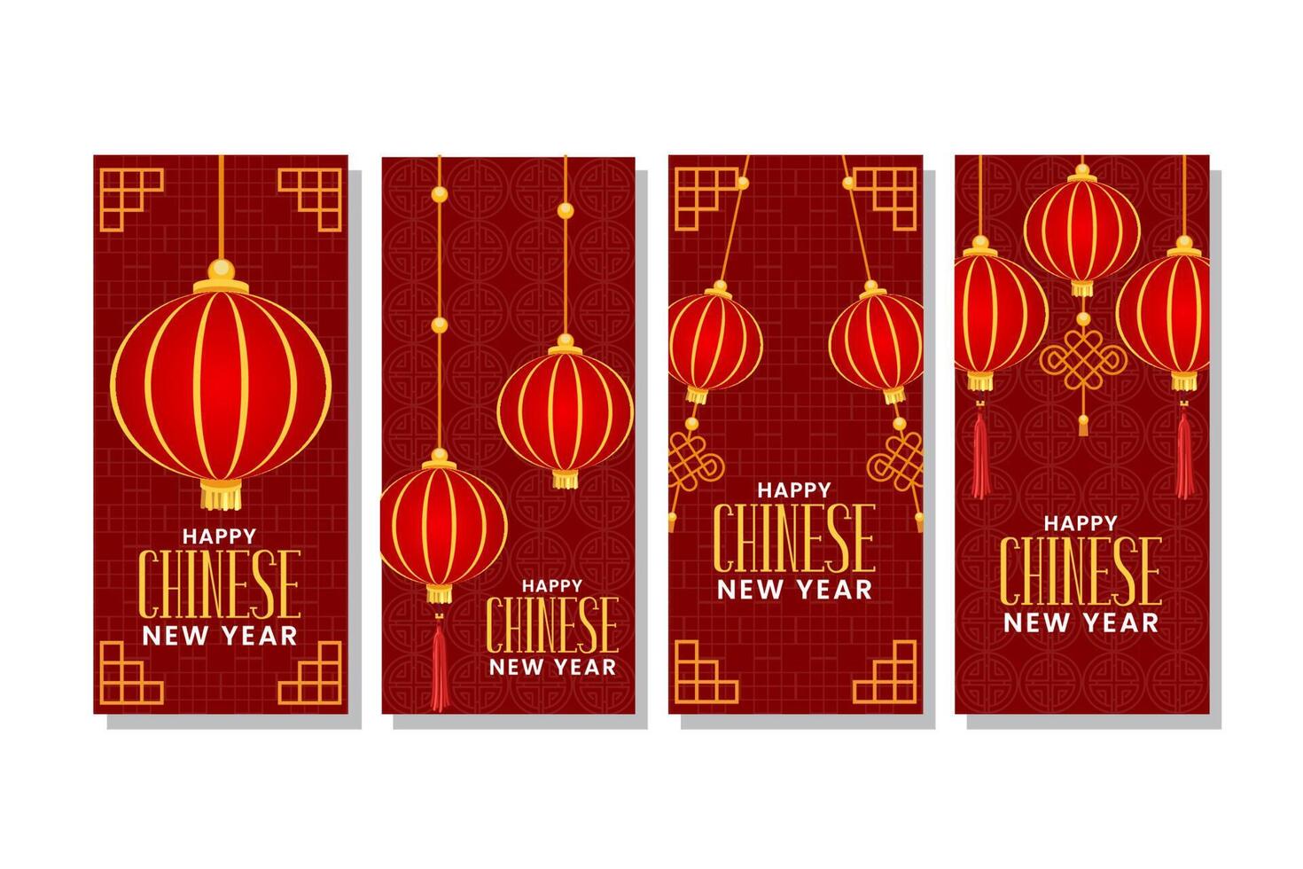 happy chinese new year background with red lantern vector