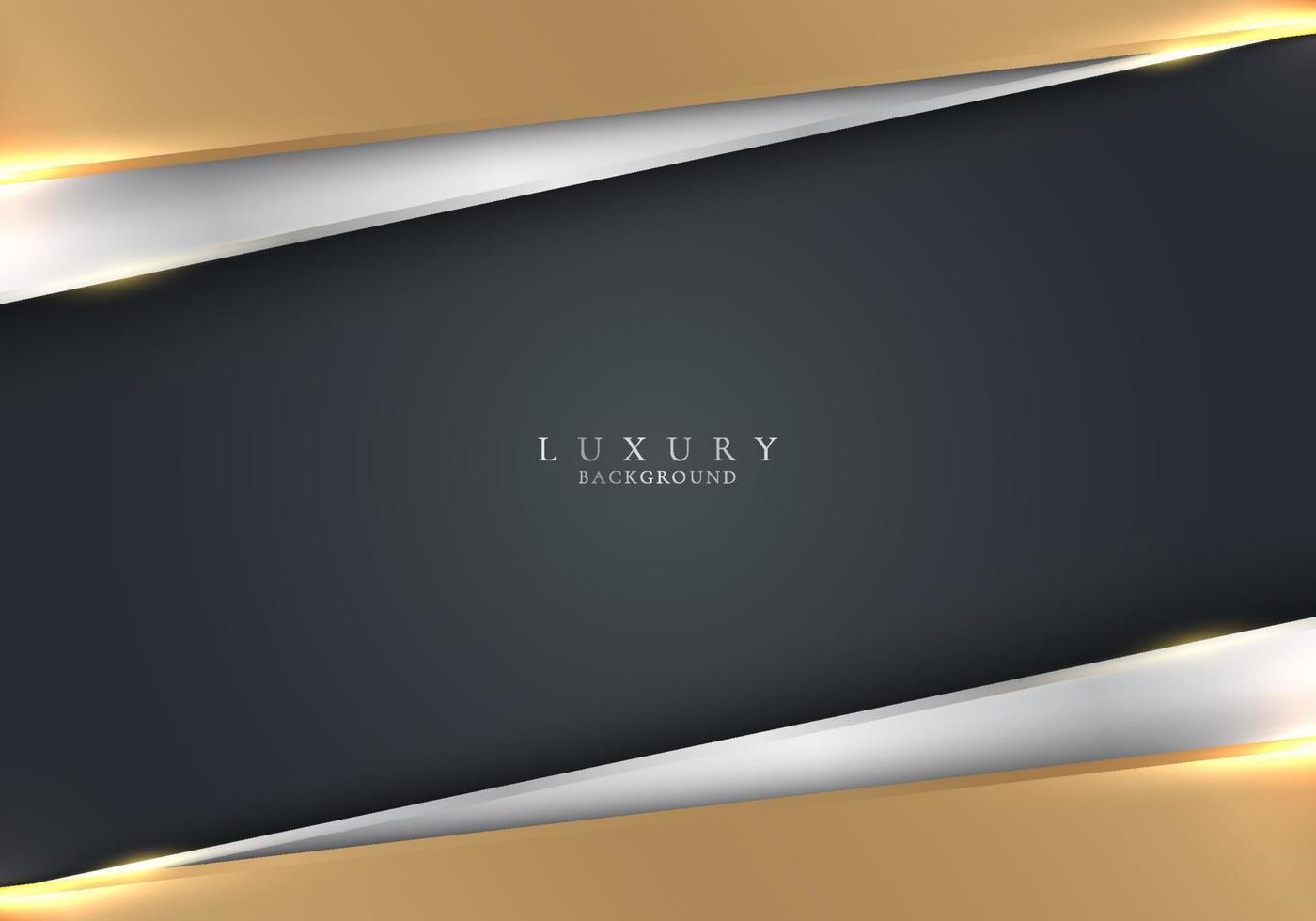 Abstract white and golden stripes triangles shapes with shiny lighting on gray background template luxury style vector