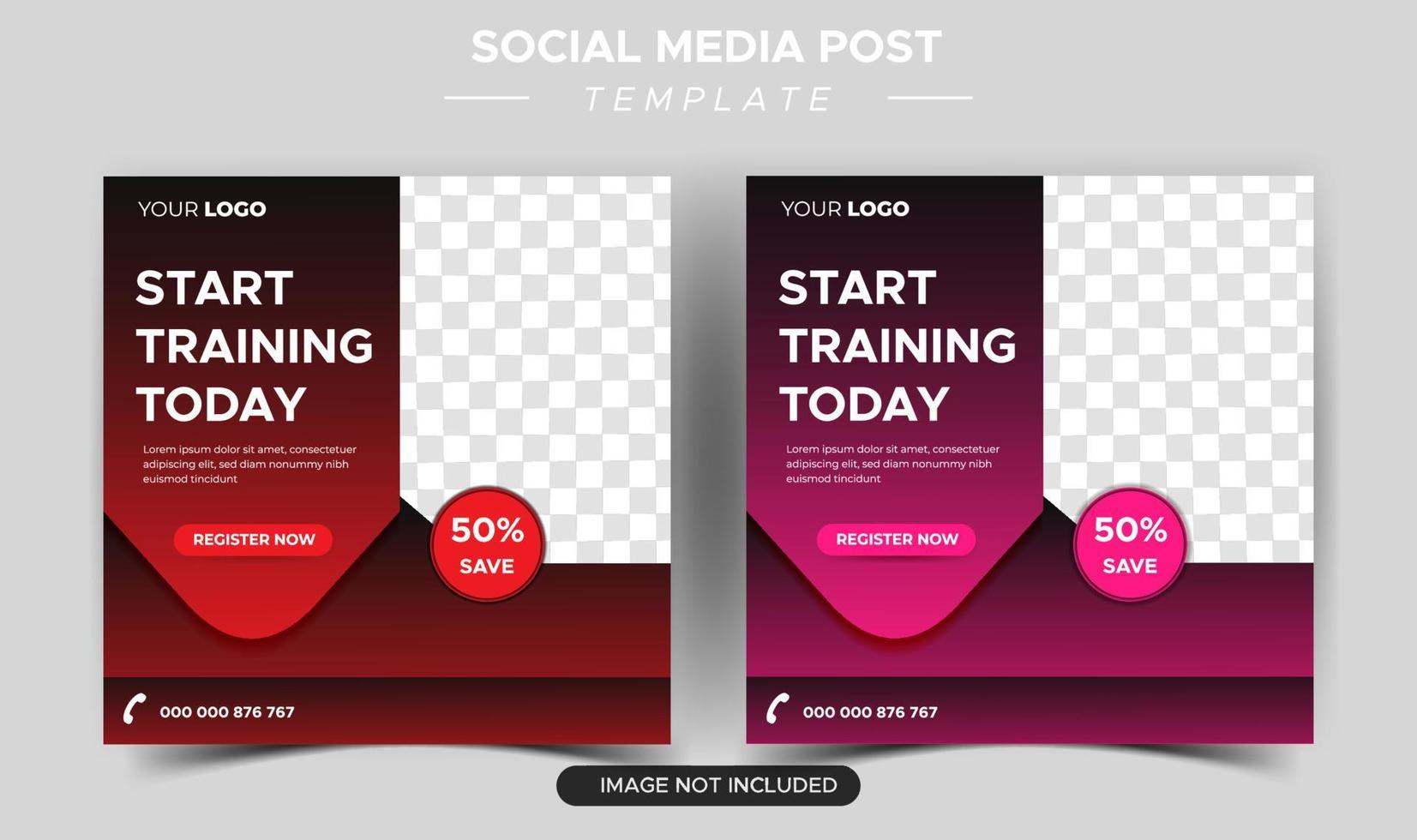 fitness gym social media post and web banner design vector