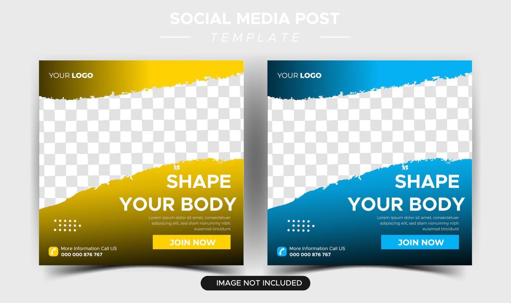 Flat health and fitness social media posts collection vector