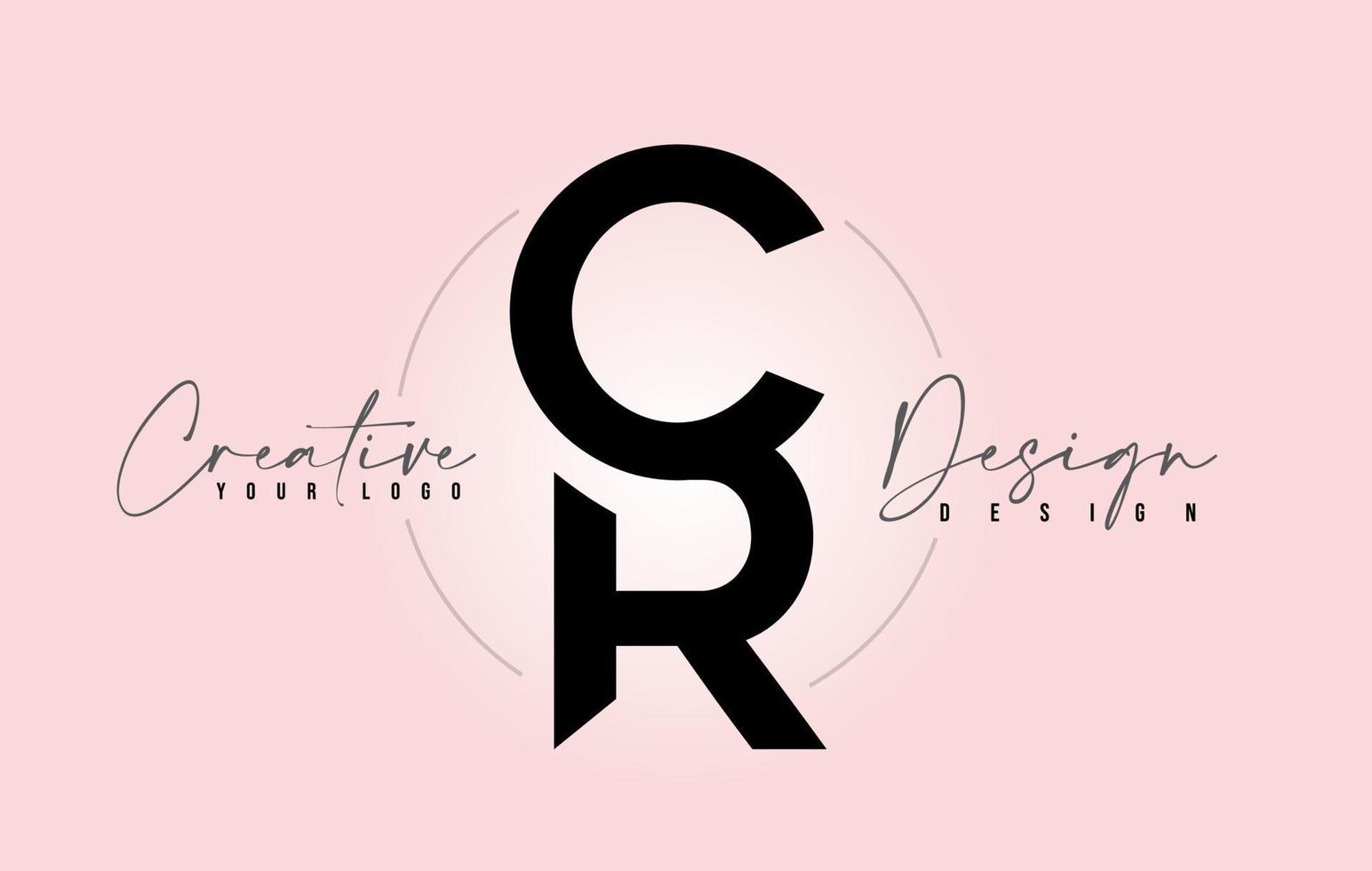 CR Letter Design Icon Logo with Letters one on top of each other Vector. vector