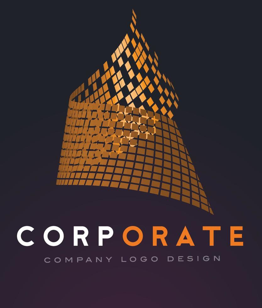 Corporate Abstract Logo with Gold Shattered Squares vector