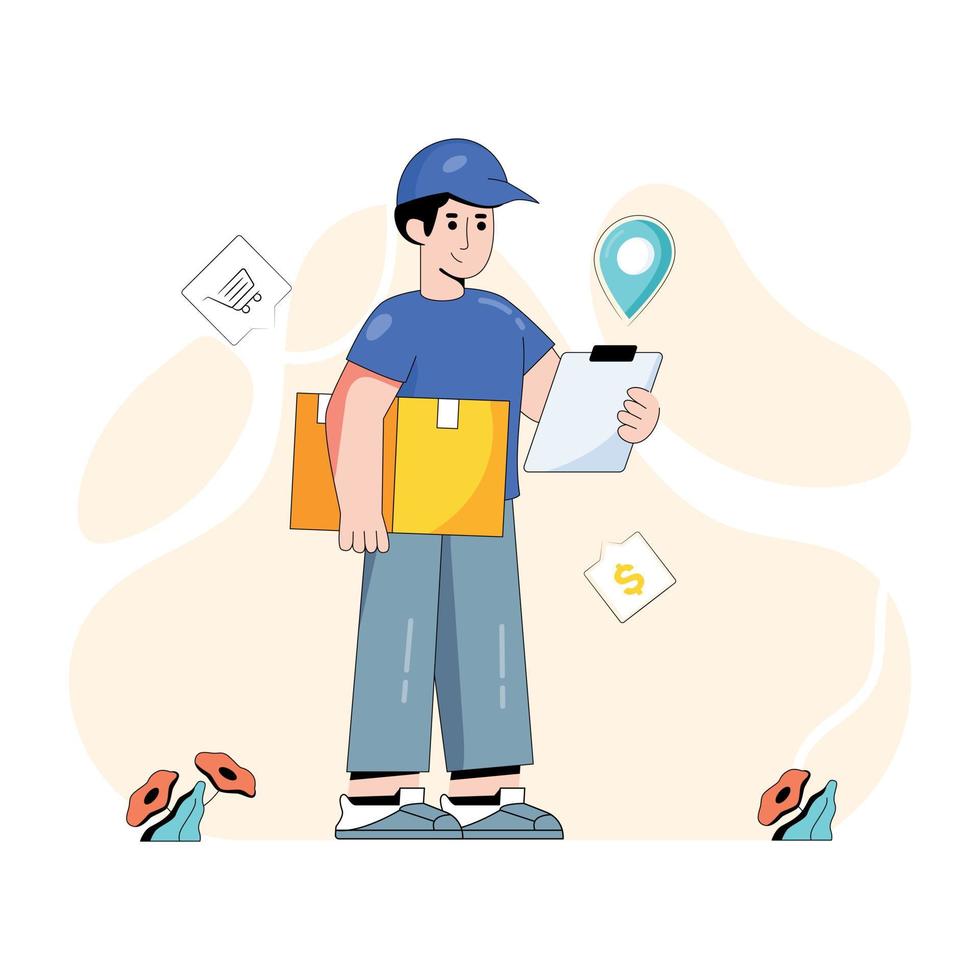 Inventory and delivery boy vector