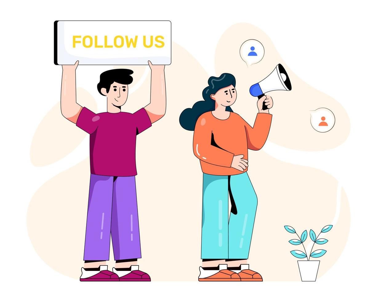 Follow Us social marketing vector