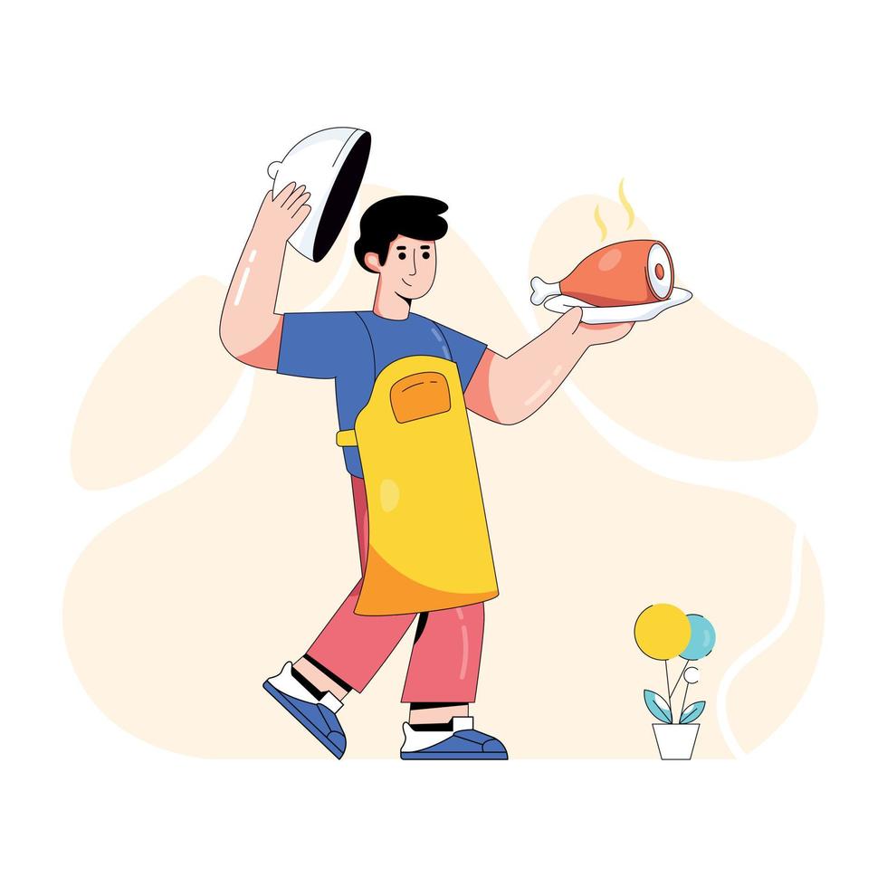 Serving Food and Butler vector
