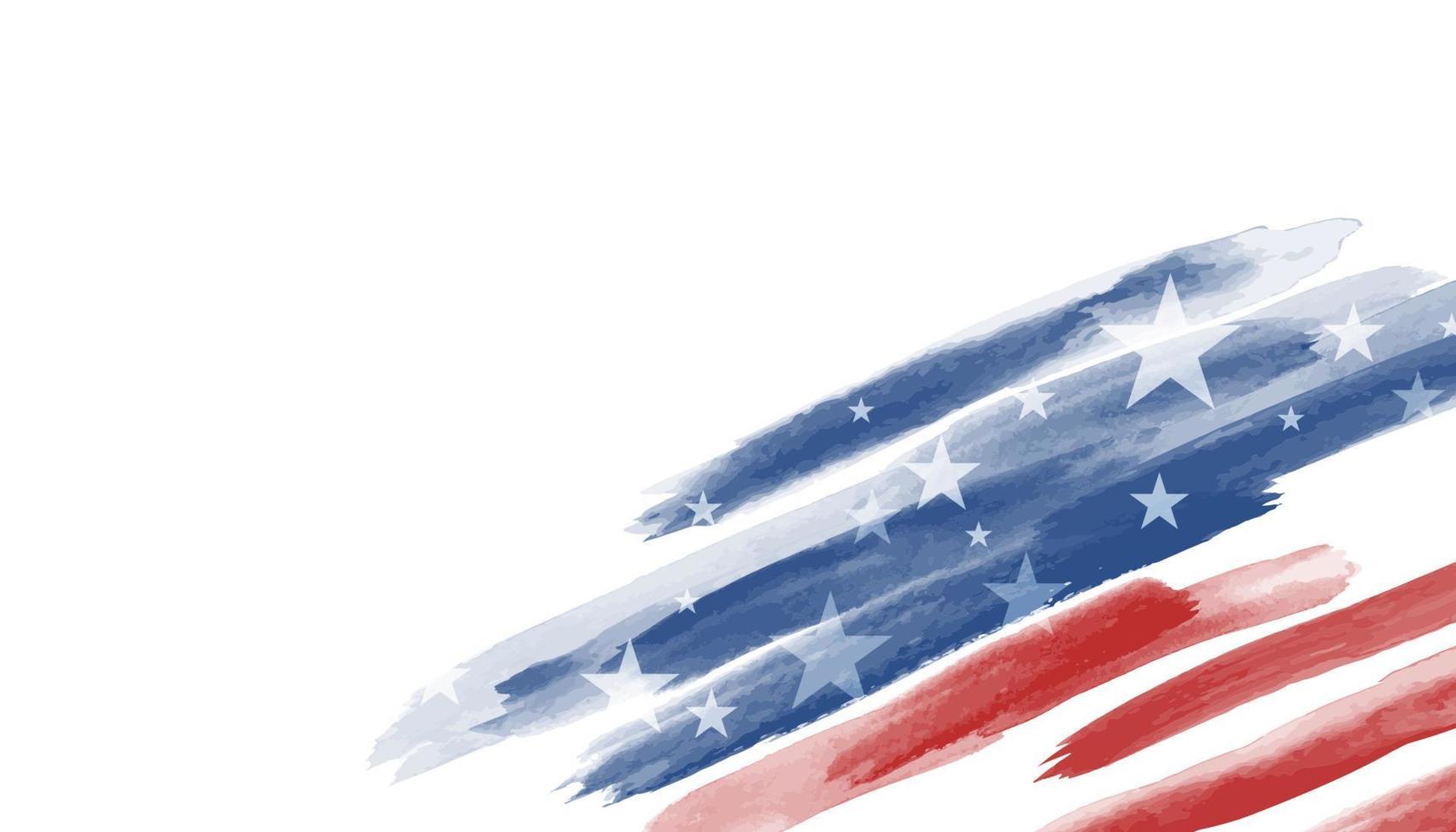Watercolor american flag on white background America USA vector